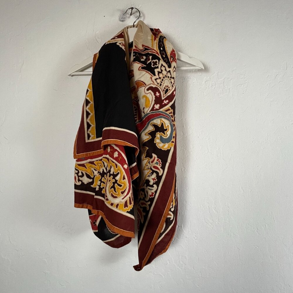 Jim Thompson Women’s Scarf 57x25 Multicolor Paisley Floral Print Designer Wrap